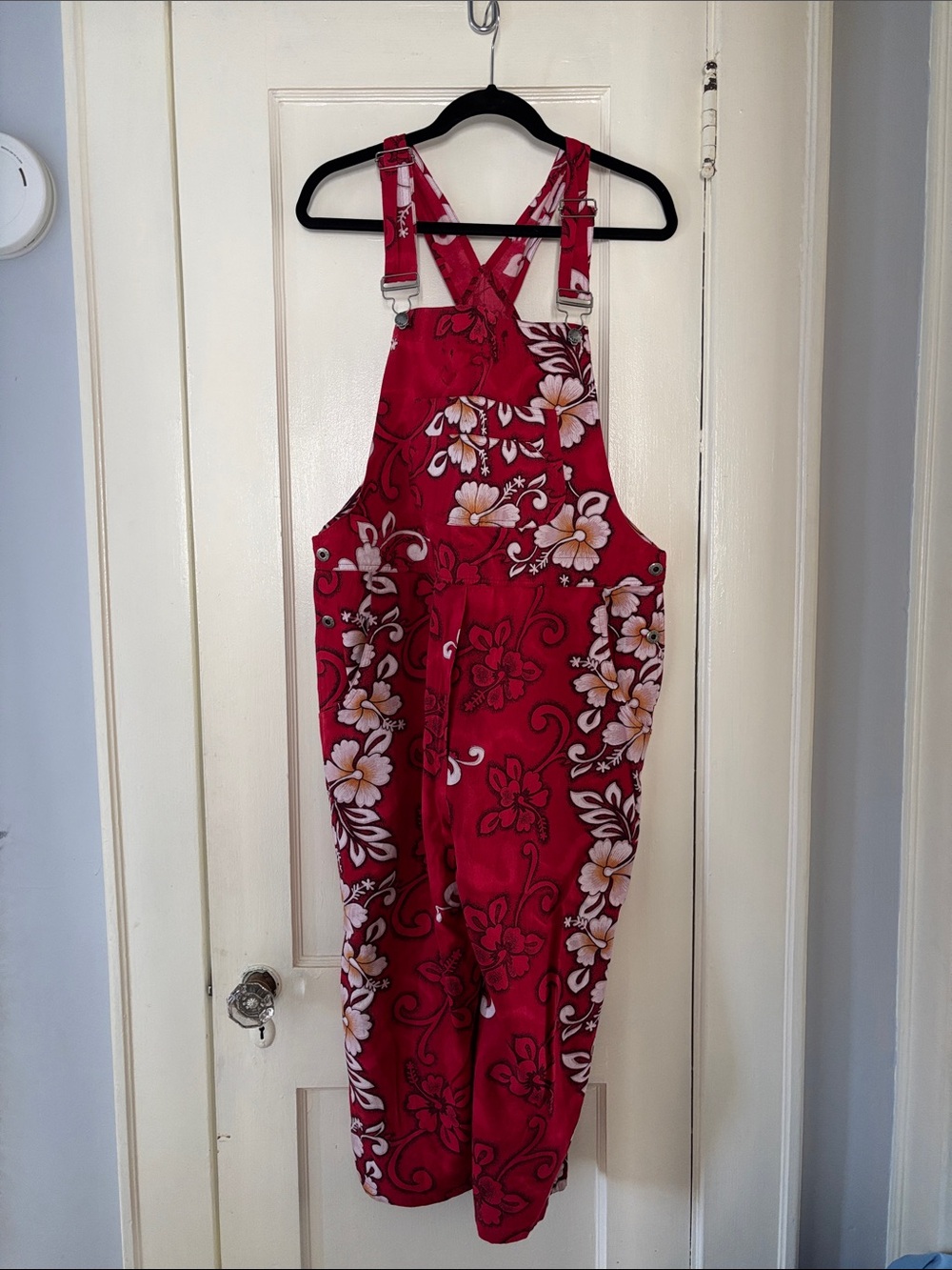 Red Floral Women's Overalls Jumpsuit